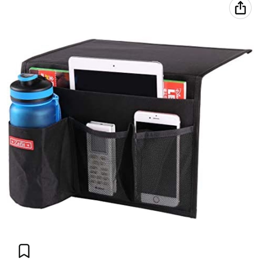 Zafit Bedside Storage Organizer, Caddy for Remotes Phone Glasses (4 Pockets)